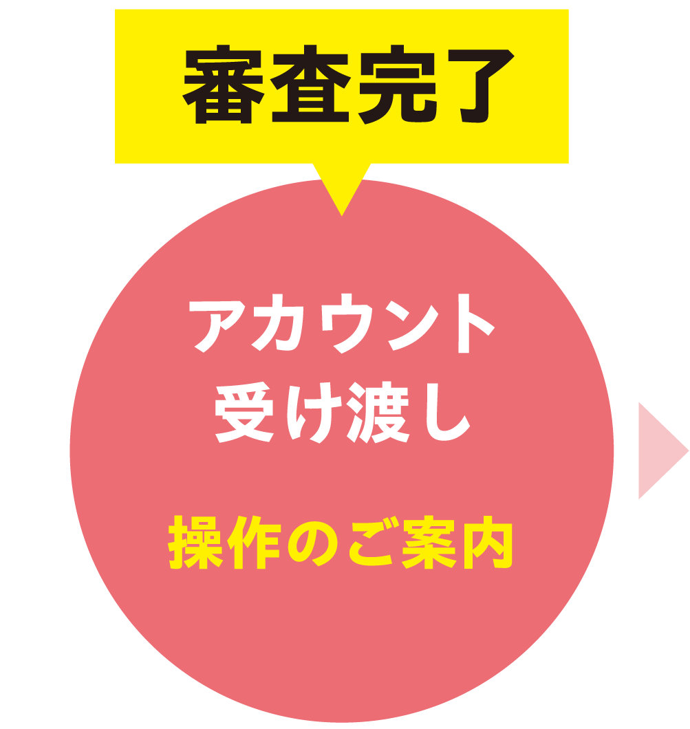 審査完了　アカウント受け渡し　操作のご案内